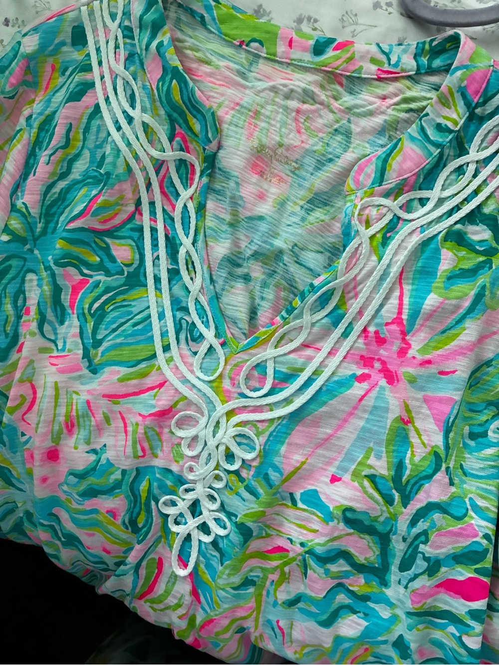 Lilly Pulitzer Multicolor Floral/Tropical Tunic - Pink Green Blue - Picture 3 of 4